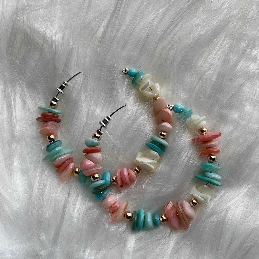 NEW Stone Hoop Earrings.